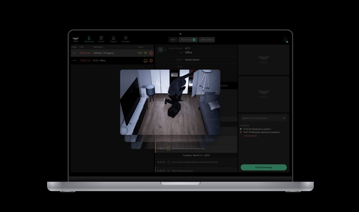 Monitorování v aplikaci PRO Desktop